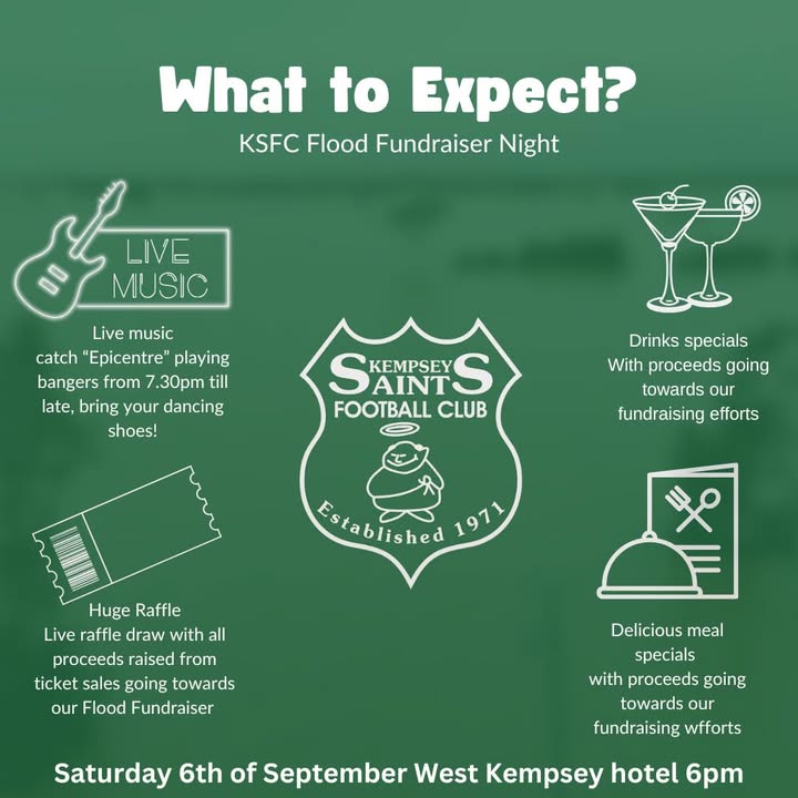Featured image for “Kempsey Saints Football Club Flood Fundraiser: Live Music, Raffles & Specials at West Kempsey Hotel”