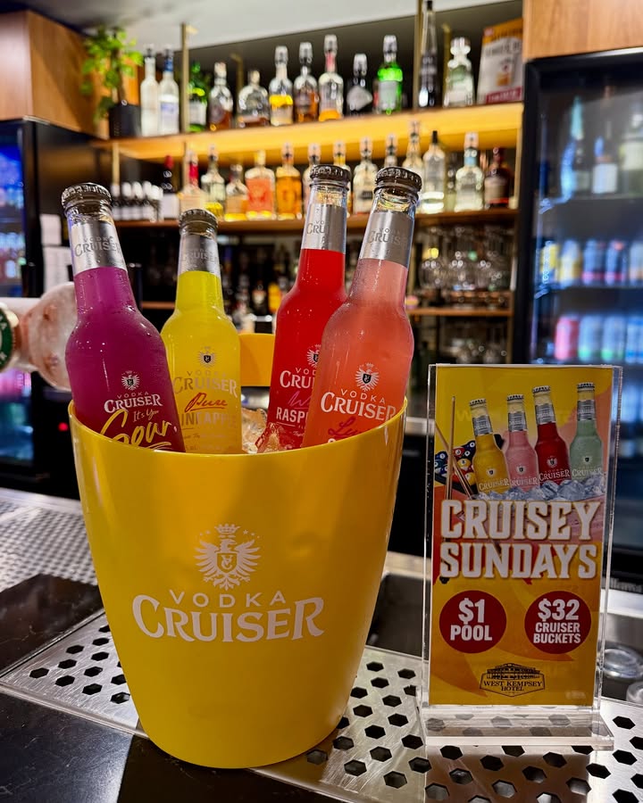 Featured image for “Sunday Sesh Specials: All-Day Dining, $1 Pool, and $32 Cruiser Buckets at West Kempsey Hotel”