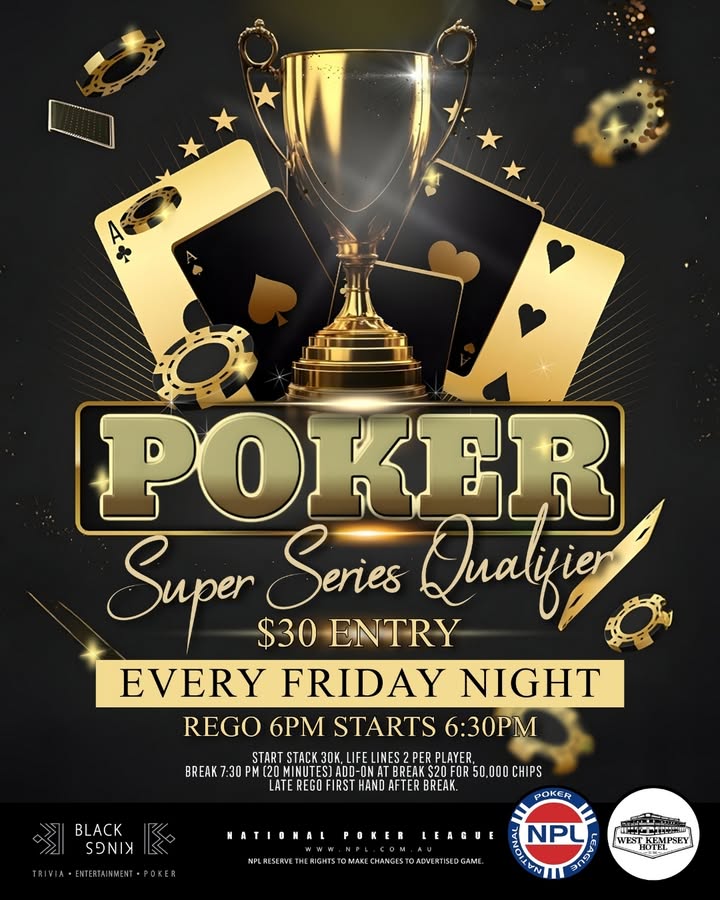 Featured image for “Super Series Qualifier Poker at West Kempsey Hotel”
