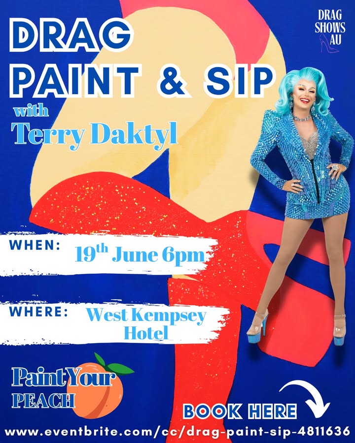 Featured image for “Drag Paint & Sip with Terry Daktyl at West Kempsey Hotel”