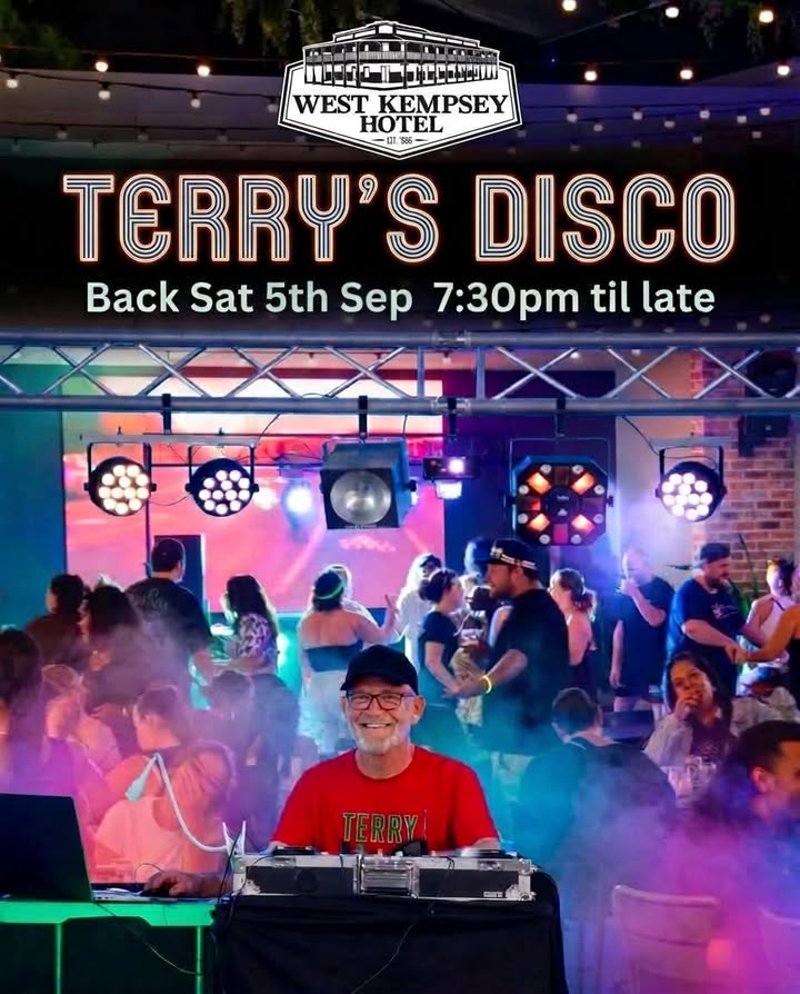 Featured image for “Terry’s Disco Is Back at West Kempsey Hotel This Saturday”